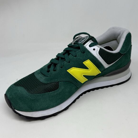 New Balance 574 V2 Classic Sneakers Mens 10.5 D Green Yellow Suede Running Shoes - Picture 7 of 15